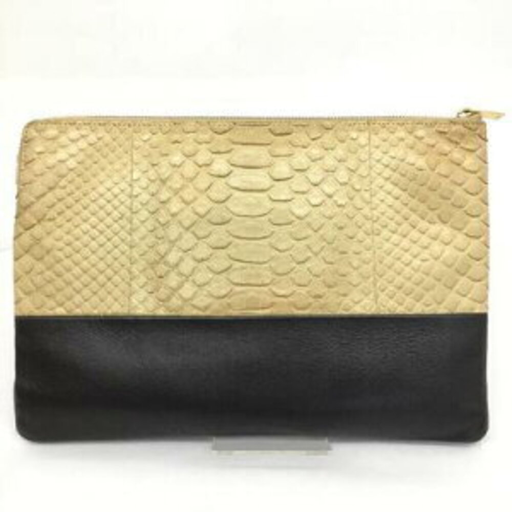 Celine Python Bag Clutch Black Leather